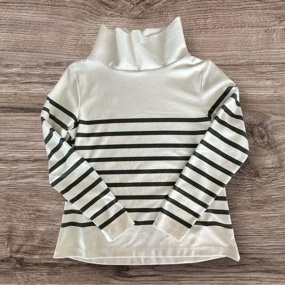 Dudley Stephens Greenpoint Turtleneck Cream Army Green Stripe Terry Fleece Small - Picture 7 of 8